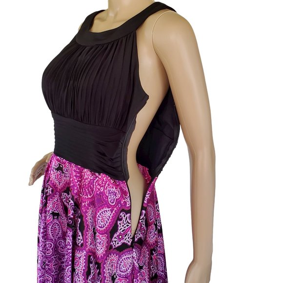 Melrose Black & Purple Scarf Skirt Dress Women's 8 Side Zipper Bra Insert - Picture 6 of 13